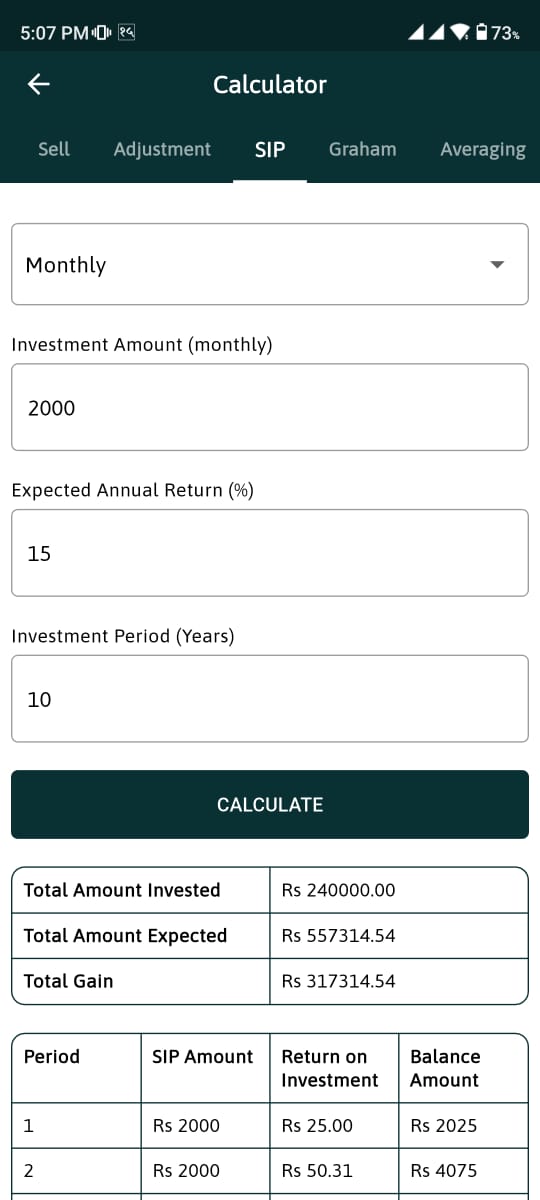 Sip Calculator screenshot